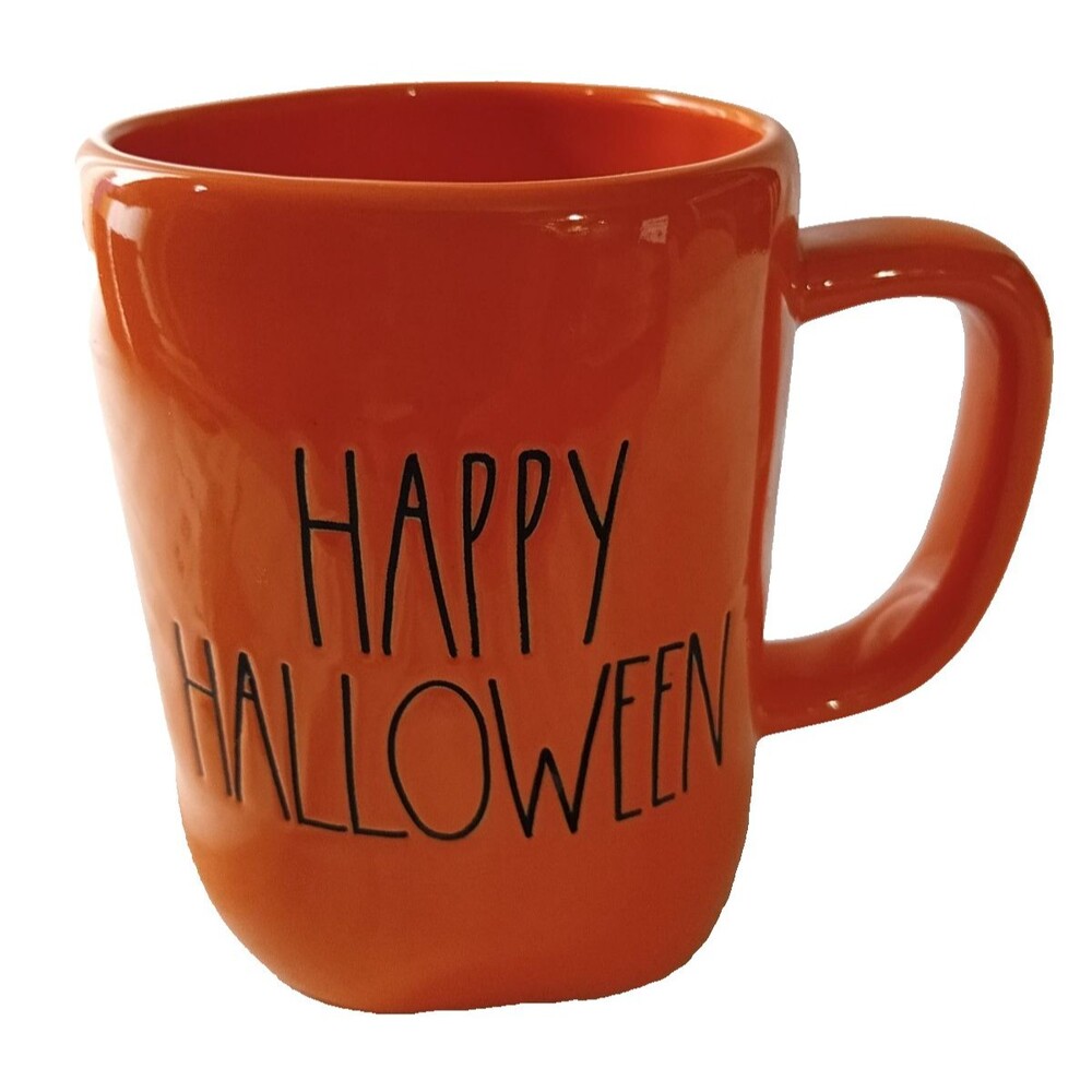 Rae Dunn Orange HAPPY HALLOWEEN Mug Ceramic Coffee Cup